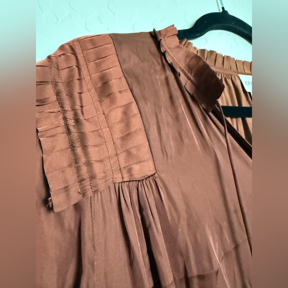 CHICO’S Wrinkle Pleat Dress in Rich Mahogany - NEW w/ Tags - Size 3 - Picture 7 of 8